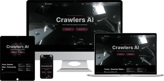 Crawlers AI website on laptop, tablet and phone