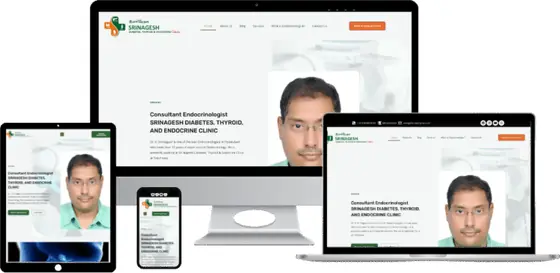 Hyderabad Endocrinologist website on laptop, tablet and phone