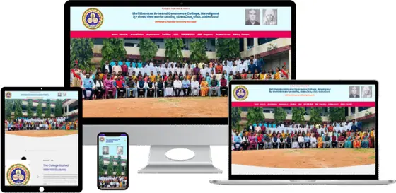 Shankar College website on laptop, tablet and phone