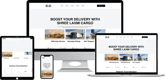 Shree Laxmi Cargo website on laptop, tablet and phone