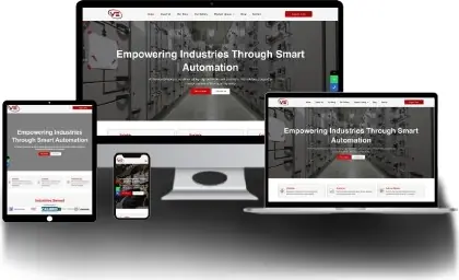 Vishwas Controls website on laptop, tablet and phone